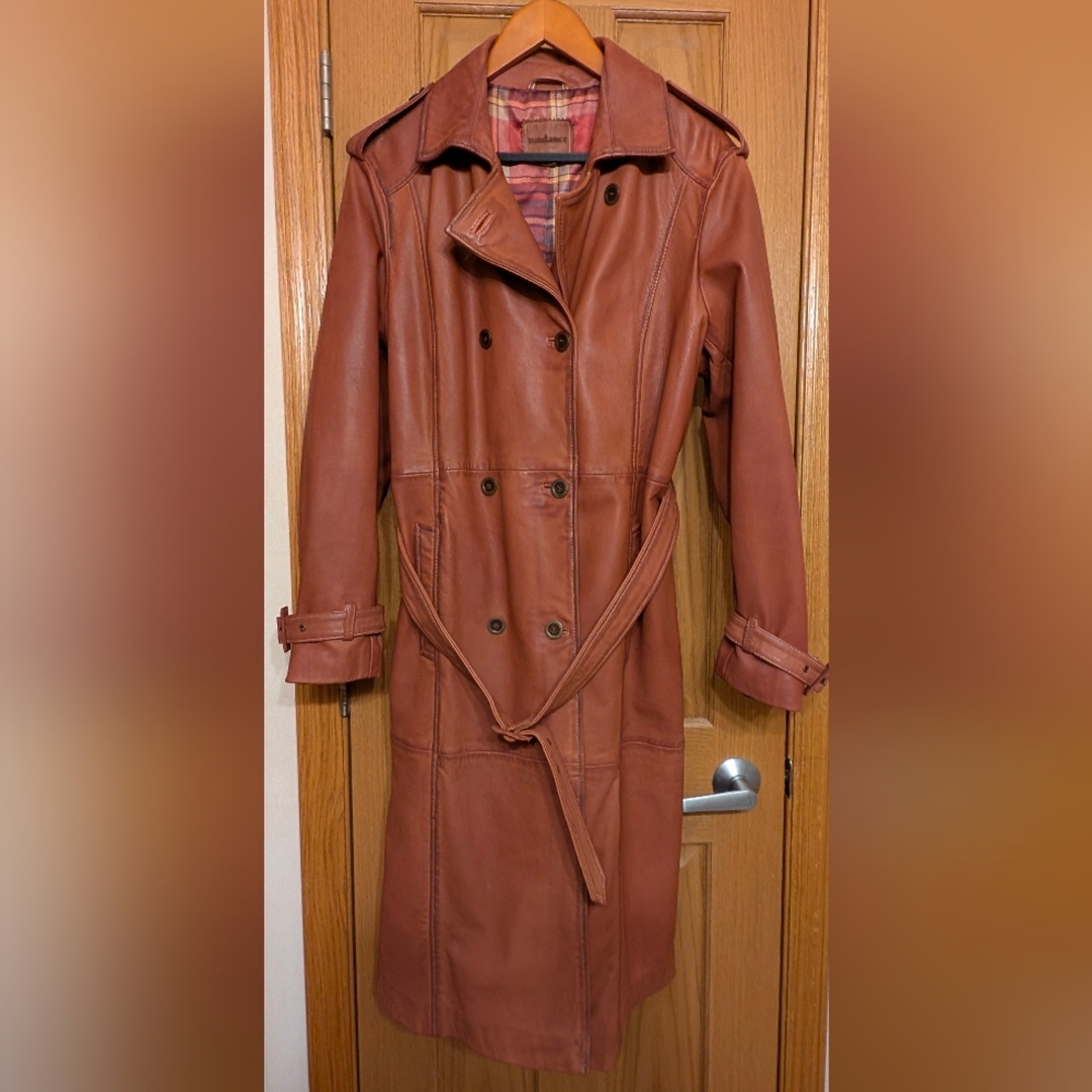 EUC Sundance Araminta Women's Rust Leather Trench Coat